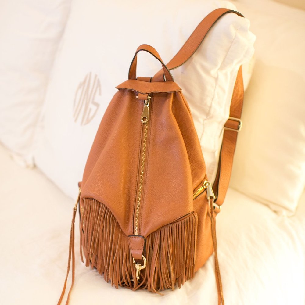 REBECCA MINKOFF FRINGE LEATHER BACKPACK